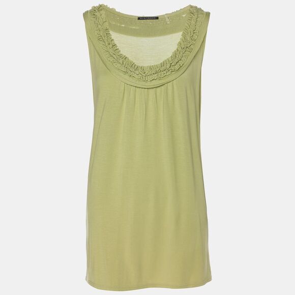 Elie Tahari Green Stretch Knit Ruffle Camisole Top Xl